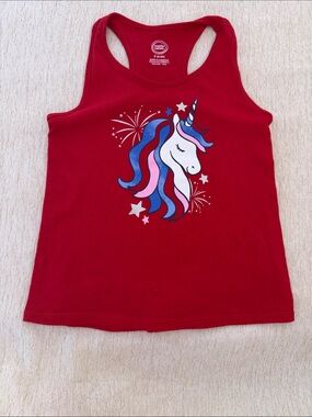 Red Girls' Unicorn Graphic 4th of July Tank